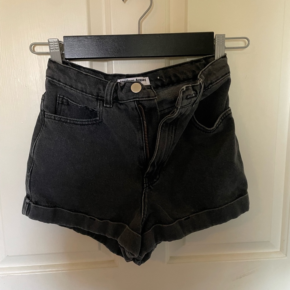 american apparel black denim shorts